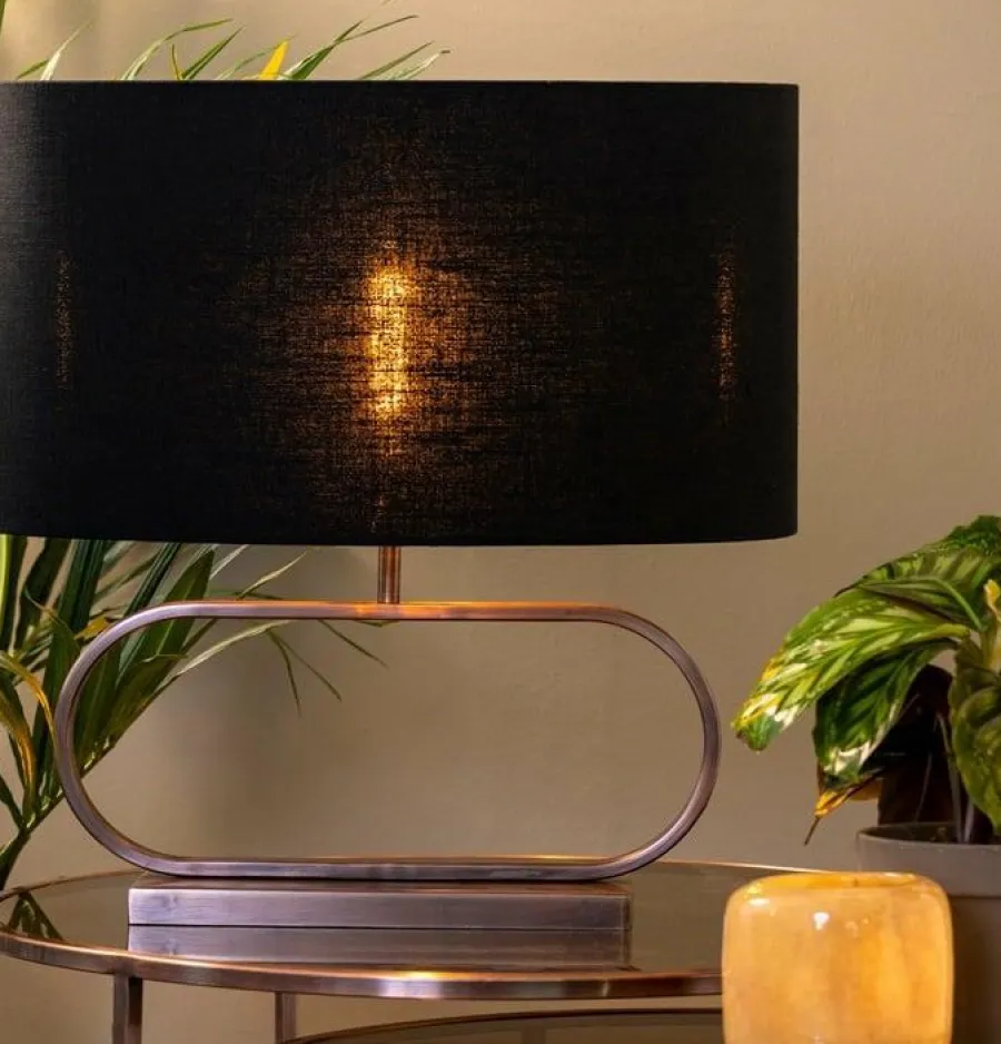 Light en Living Lampenkap ovaal recht Livigno zwart - diverse maten Clearance