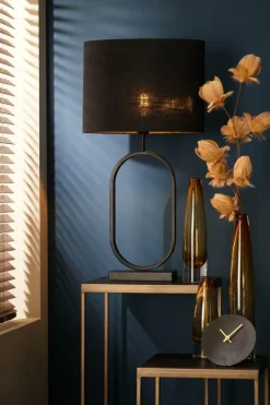 Light en Living Lampenkap ovaal recht Livigno zwart - diverse maten Clearance