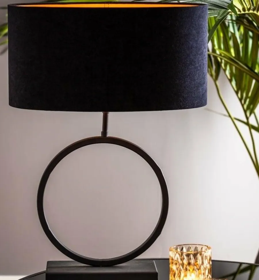 Light en Living Lampenkap ovaal recht VELOURS zwart-taupe - diverse maten Clearance