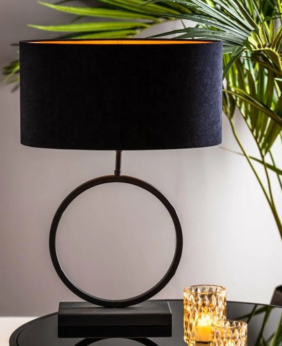 Light en Living Lampenkap ovaal recht VELOURS zwart-taupe - diverse maten Clearance
