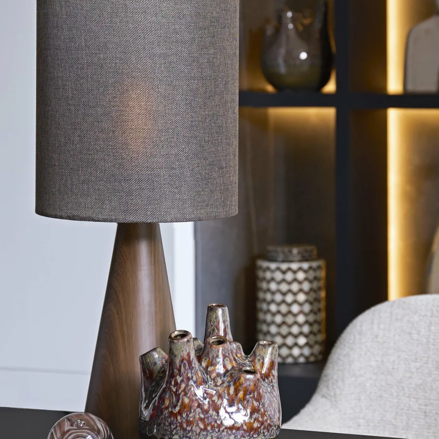 Light en Living Lampvoet Ø13,5X33,5 cm DINAN houtprint donkerbruin Clearance