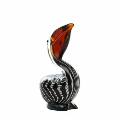 Light en Living Ornament 13x7x19 cm PELICAN glas zwart-wit+bruin gestreept Discount