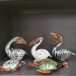 Light en Living Ornament 13x7x16,5 cm PELICAN glas zwart-wit+bruin gestreept Clearance
