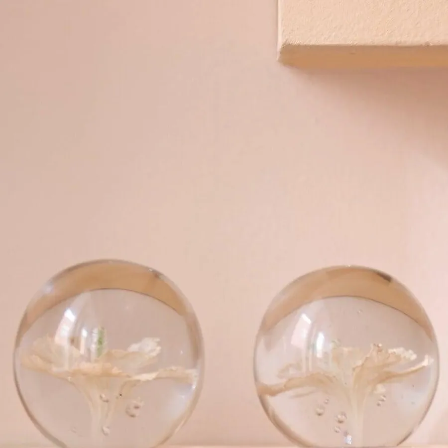 Light en Living Ornament Ø8x8 cm FLOWER glas lichtroze+groen Clearance