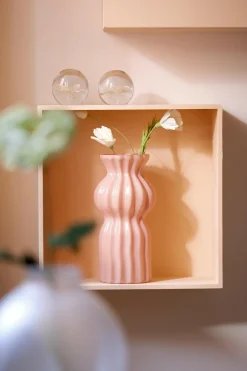 Light en Living Ornament Ø8x8 cm FLOWER glas lichtroze+groen Clearance