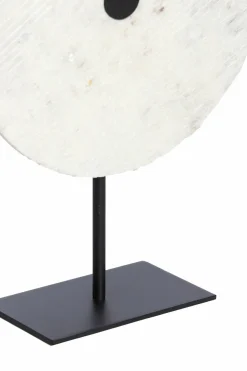 Light en Living Ornament op voet 25x10x35 cm YFKE marmer wit+mat zwart Discount