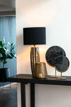 Light en Living Ornament op voet 25x10x35 cm GOUYA zwart agaat+antiek brons Outlet