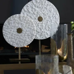 Light en Living Ornament op voet 35x12x50 cm YVO marmer wit+antiek brons Outlet