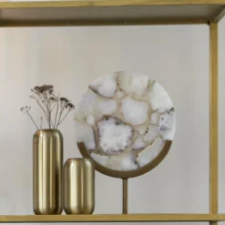 Light en Living Ornament op voet 35x12x50 cm GOUYA wit agaat+antiek brons Hot