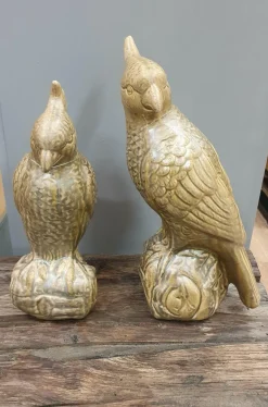 Light en Living Ornament Bird 12x11x28,5 cm shiny olive green New