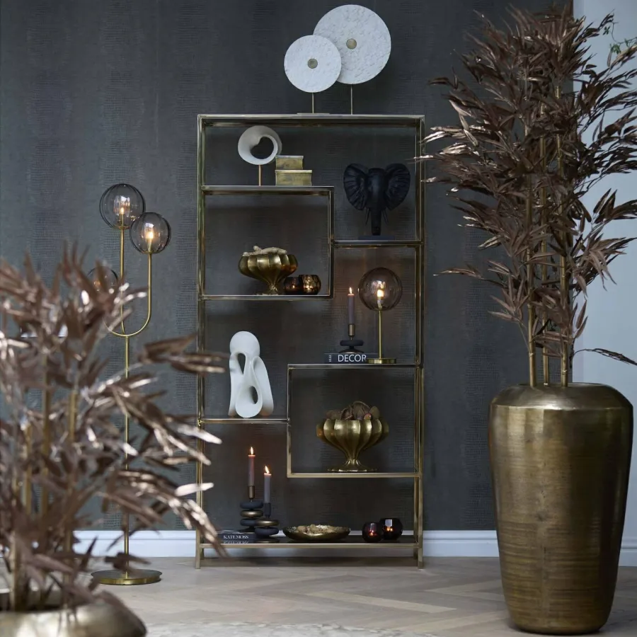 Light en Living Ornament in pot 152x90x152 cm BAMBOO metallic donker brons Clearance