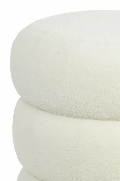 Light en Living Poef Ø40x45 cm KIMI teddy wit+goud Sale