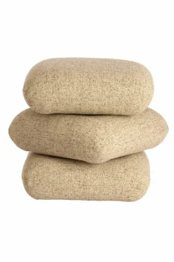 Light en Living Poef 44,5x44,5x44,5 cm LAURIE licht grijs - crème Sale