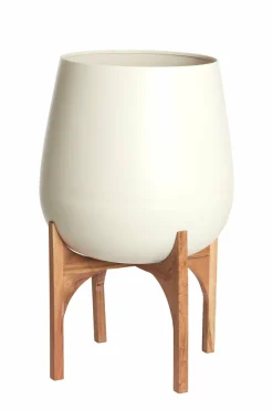 Light en Living Pot deco op voet Ø59x82 cm KARUNA hout+mat crème Outlet