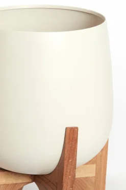Light en Living Pot deco op voet Ø59x82 cm KARUNA hout+mat crème Outlet