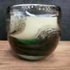 Light en Living Pot met kaars 9x9x9 cm OASIS glas groen zwart Hot