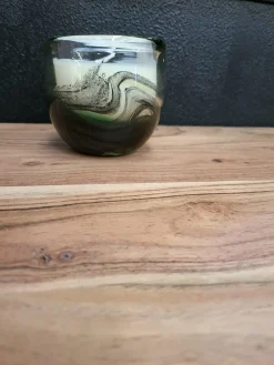 Light en Living Pot met kaars 9x9x9 cm OASIS glas groen zwart Hot