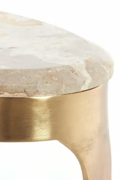 Light en Living Salontafel GIULIO 51x33x36 cm – Taupe Marmer & Antique Bronze | Light & Living Clearance