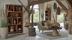 Light en Living Sidetable Ø34,5X45 cm JUNTO keramiek mat zand