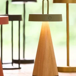 Light en Living Tafellamp LED Ø13x28,5 cm ANKENTA olijf groen+hout naturel Best