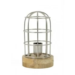 Light en Living Tafellamp Ø14,5x25 cm Carandira nikkel-hout Best
