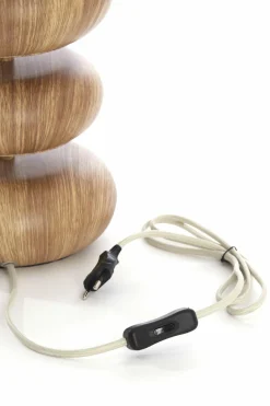 Light en Living Tafellamp Ø22x67,5 cm DANIALO hout print naturel+touw crème Outlet