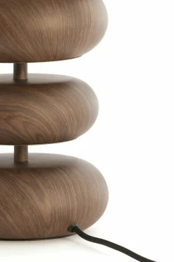 Light en Living Tafellamp Ø22x67,5 cm DANIALO hout print donkerbruin+touw crème Clearance