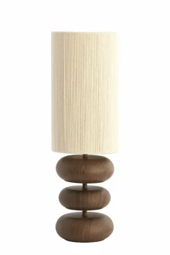 Light en Living Tafellamp Ø22x67,5 cm DANIALO hout print donkerbruin+touw crème Clearance