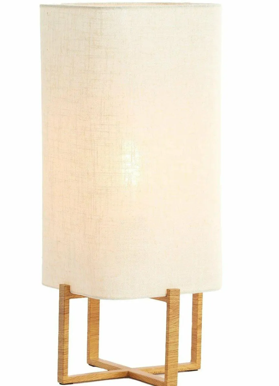 Light en Living Tafellamp 21,5X21,5X50,5 Cm WYN hout Natur+Linen Creme Online