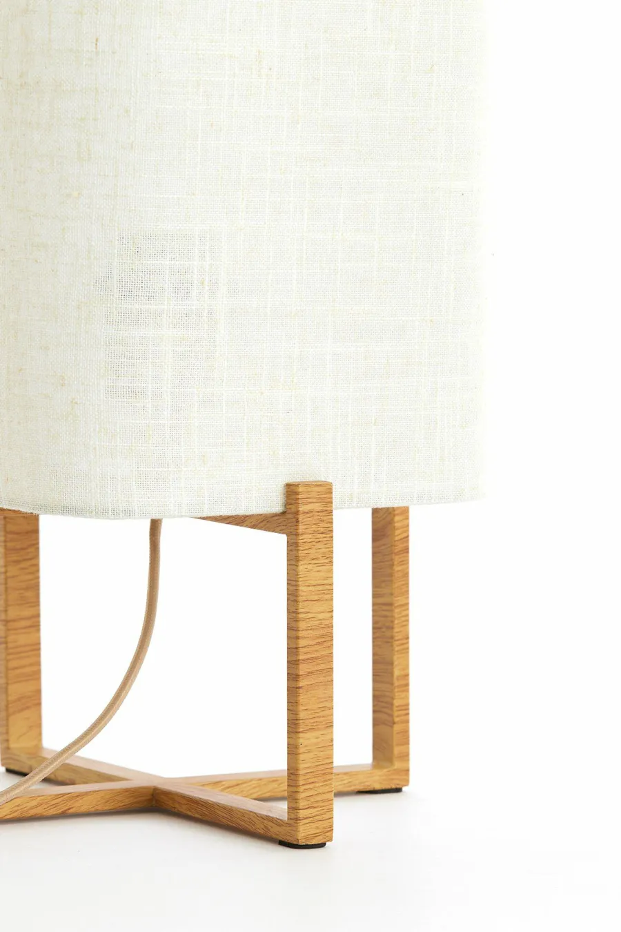 Light en Living Tafellamp 21,5X21,5X50,5 Cm WYN hout Natur+Linen Creme Online