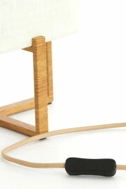 Light en Living Tafellamp 21,5X21,5X50,5 Cm WYN hout Natur+Linen Creme Online