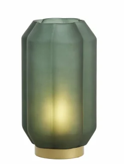 Light en Living Tafellamp LED Ø15x27 cm YVIAS glas mat donker groen+goud