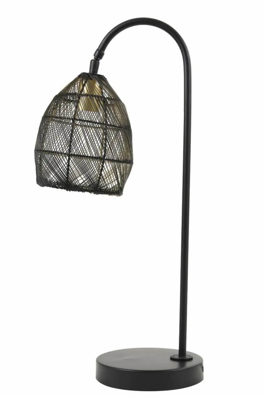 Light en Living Tafellamp 23x18x60 cm MEYA mat zwart+goud
