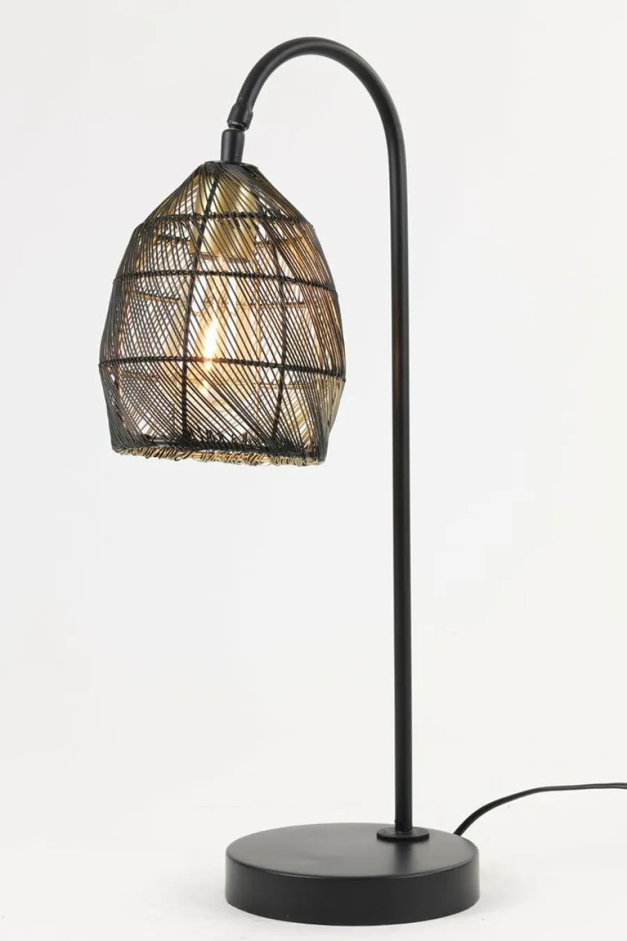 Light en Living Tafellamp 23x18x60 cm MEYA mat zwart+goud