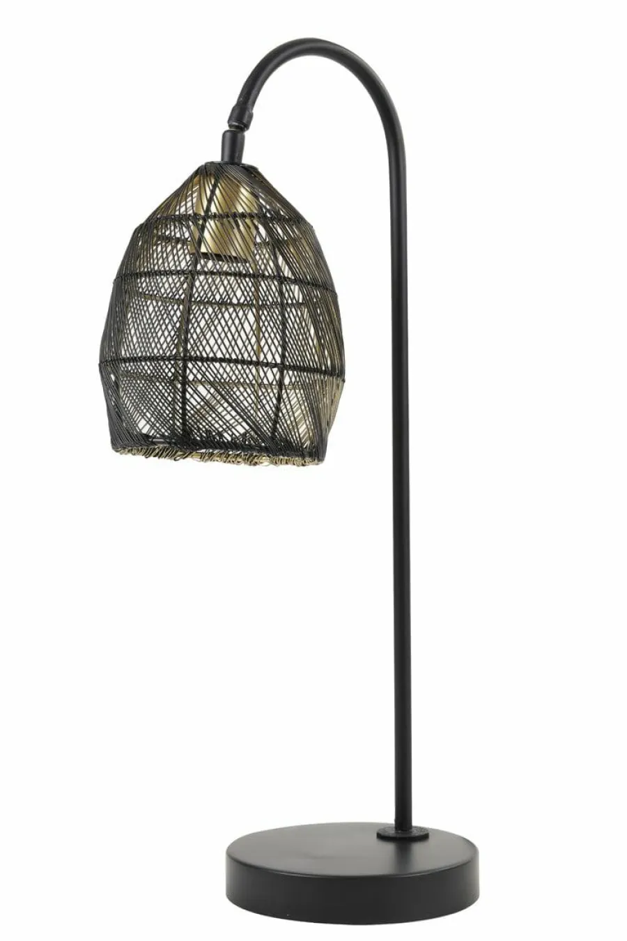 Light en Living Tafellamp 23x18x60 cm MEYA mat zwart+goud