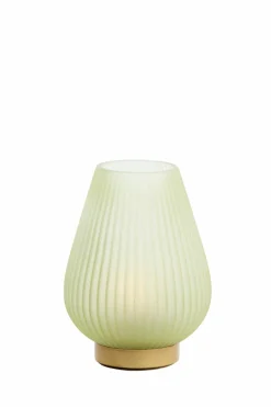 Light en Living Tafellamp LED TAJERA glas mat licht groen+goud - 2 afmetingen Outlet