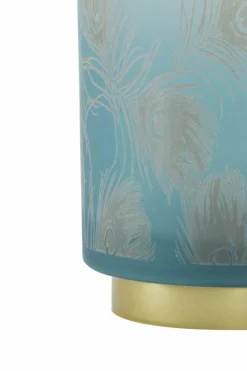 Light en Living Tafellamp LED PEACOCK glas turquoise+goud - 2 maten New