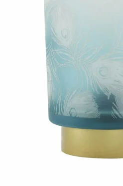 Light en Living Tafellamp LED PEACOCK glas turquoise+goud - 2 maten New