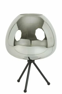 Light en Living Tafellamp Ø30x43 cm MAYSON mat zwart+glas smoke Discount
