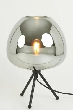 Light en Living Tafellamp Ø30x43 cm MAYSON mat zwart+glas smoke Discount