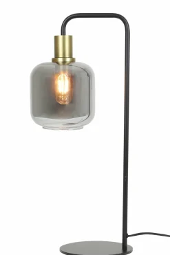 Light en Living Tafellamp 27x18x58 cm LEKAR antiek brons+smoke glas