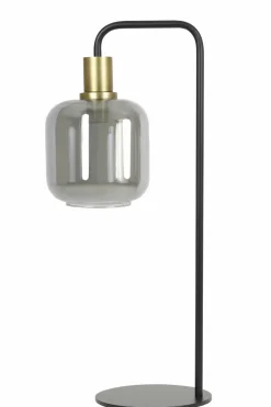 Light en Living Tafellamp 27x18x58 cm LEKAR antiek brons+smoke glas