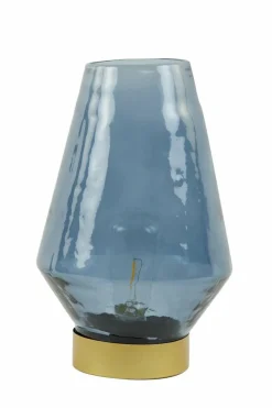 Light en Living Tafellamp LED JAYA glas donker blauw+goud Best