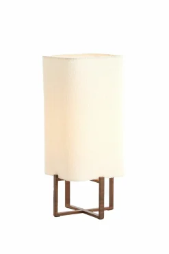 Light en Living Tafellamp 21,5X21,5X50,5 Cm WYN hout D Bruin+Boucl Creme Discount