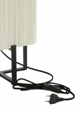 Light en Living Tafellamp 21,5X21,5X50,5 Cm WYN Mat zwart+touw creme Best