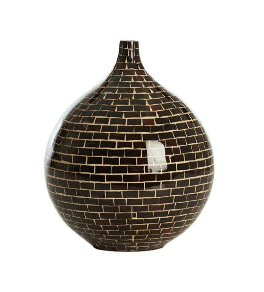 Light en Living Vaas deco Ø22x25 cm ELORZA bamboe donker bruin+naturel Clearance