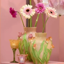 Light en Living Vaas deco Ø26x31 cm TULIP keramiek licht roze-groen