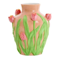 Light en Living Vaas deco Ø26x31 cm TULIP keramiek licht roze-groen