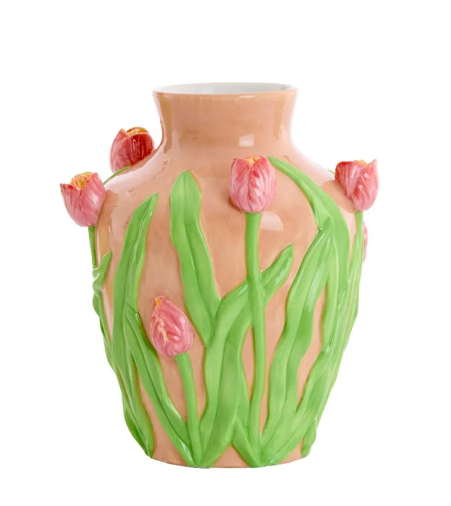 Light en Living Vaas deco Ø26x31 cm TULIP keramiek licht roze-groen