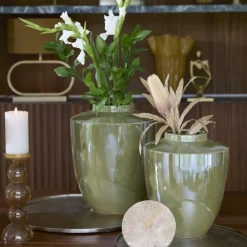 Light en Living Vaas deco Ø32x40 cm TALEA keramiek olie licht groen